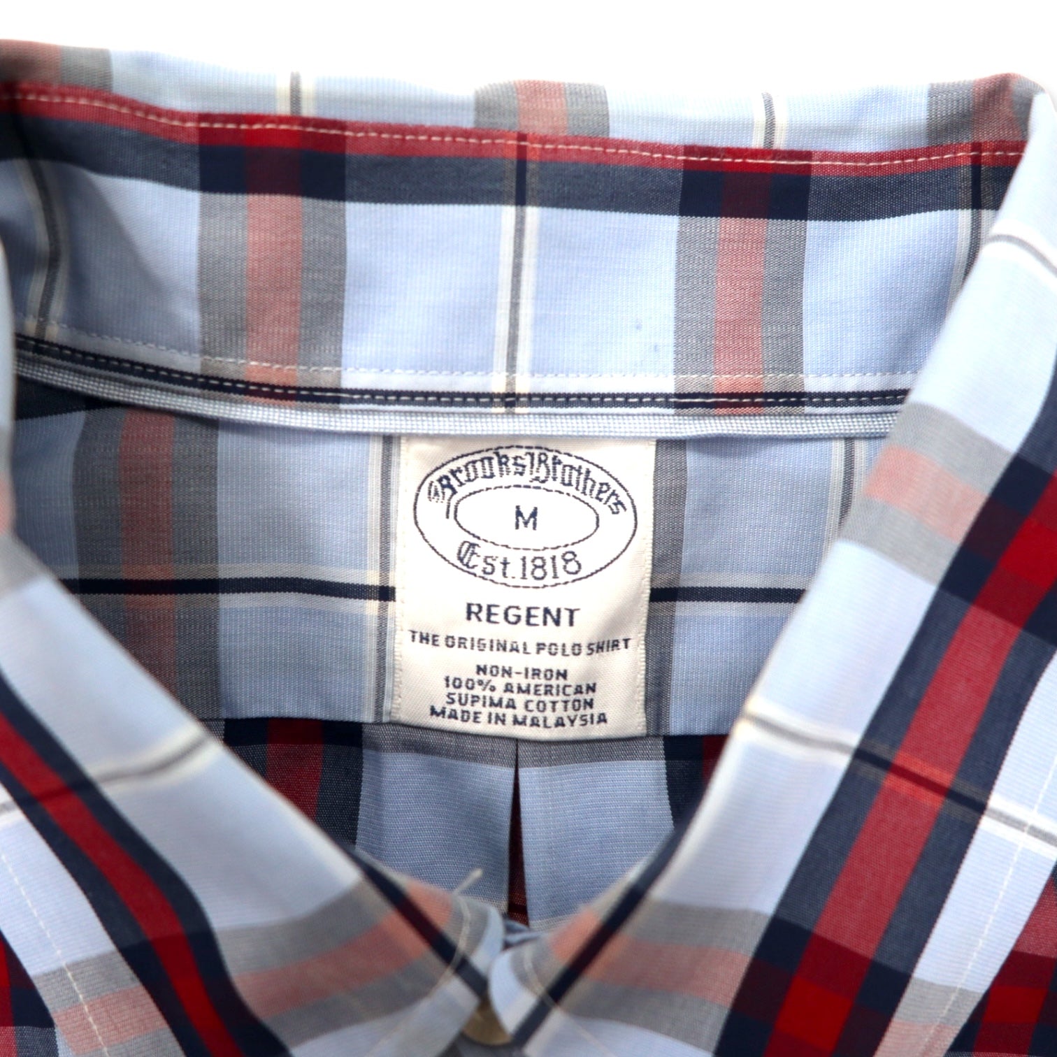 Brooks Brothers camicia button-down M blu a quadri cotone REGENT