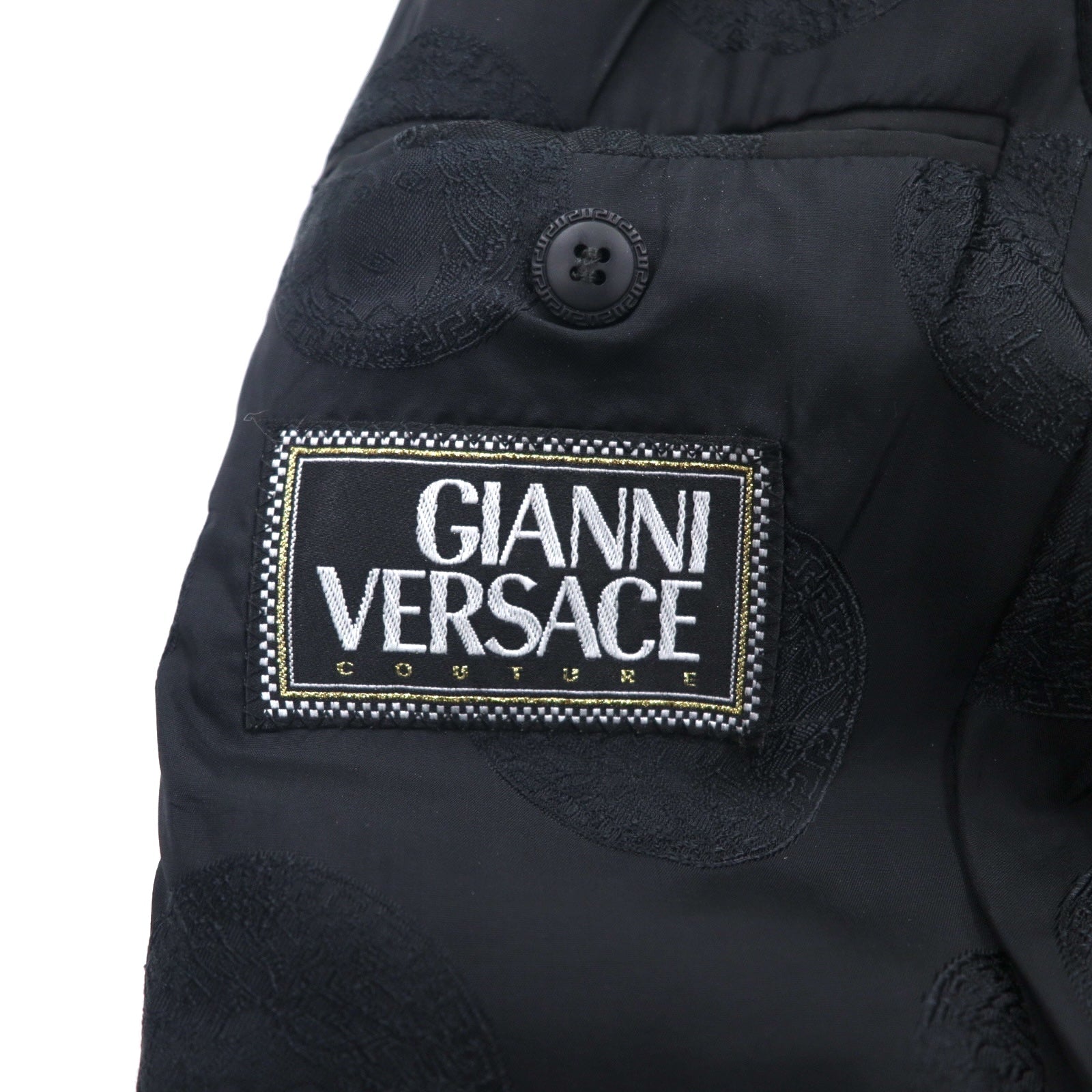 GIANNI VERSACE Abito oversize 3 bottoni Made in Italy M nero lana Medusa interno fantasia pantaloni larghi COUTURE