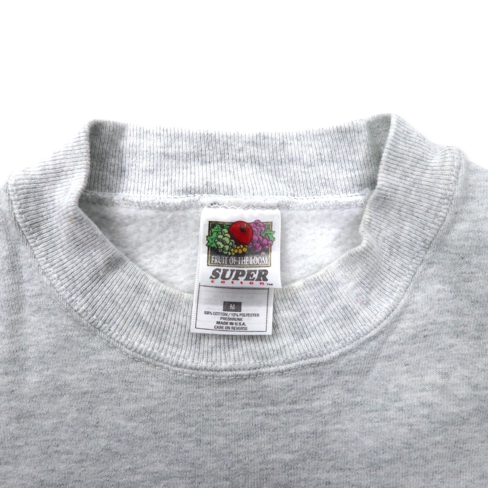 FRUIT OF THE LOOM USA 90s SUPER COTTON Felpa stampa hockey M grigia cotone felpato CHASKA HOCKEY