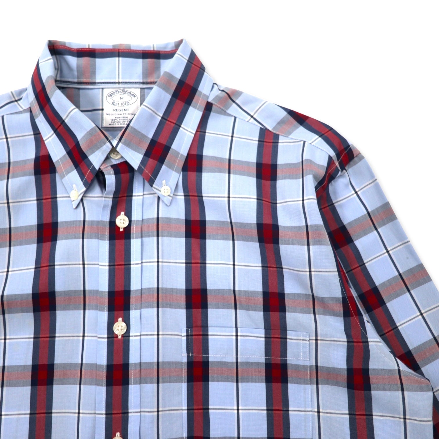 Brooks Brothers camicia button-down M blu a quadri cotone REGENT