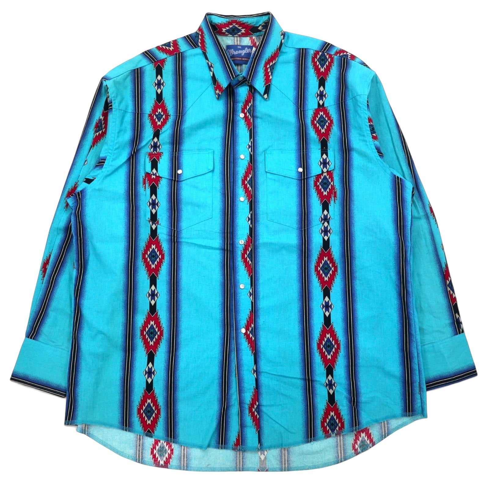 Wrangler anni '80 Camicia western XXL blu cotone fantasia generale fantasia Chimayo indiano MC2411A