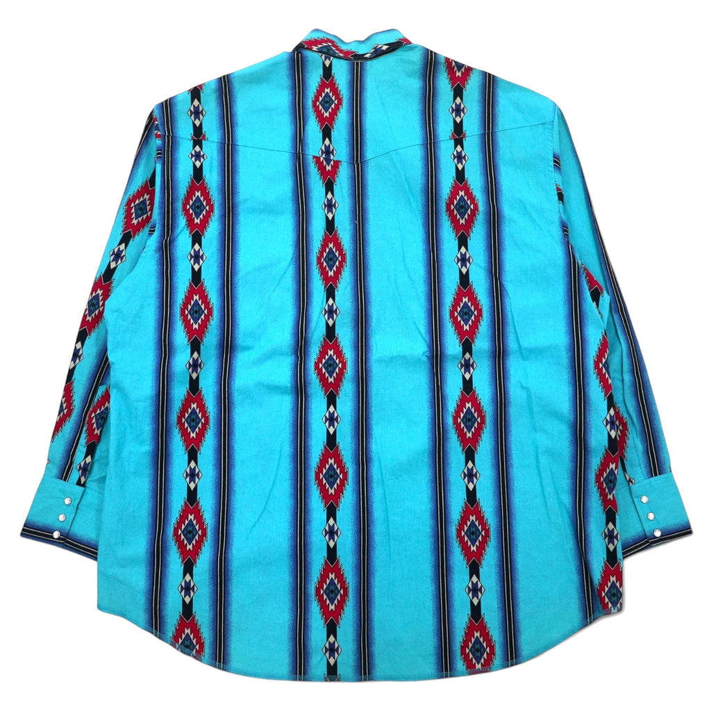 Wrangler anni '80 Camicia western XXL blu cotone fantasia generale fantasia Chimayo indiano MC2411A