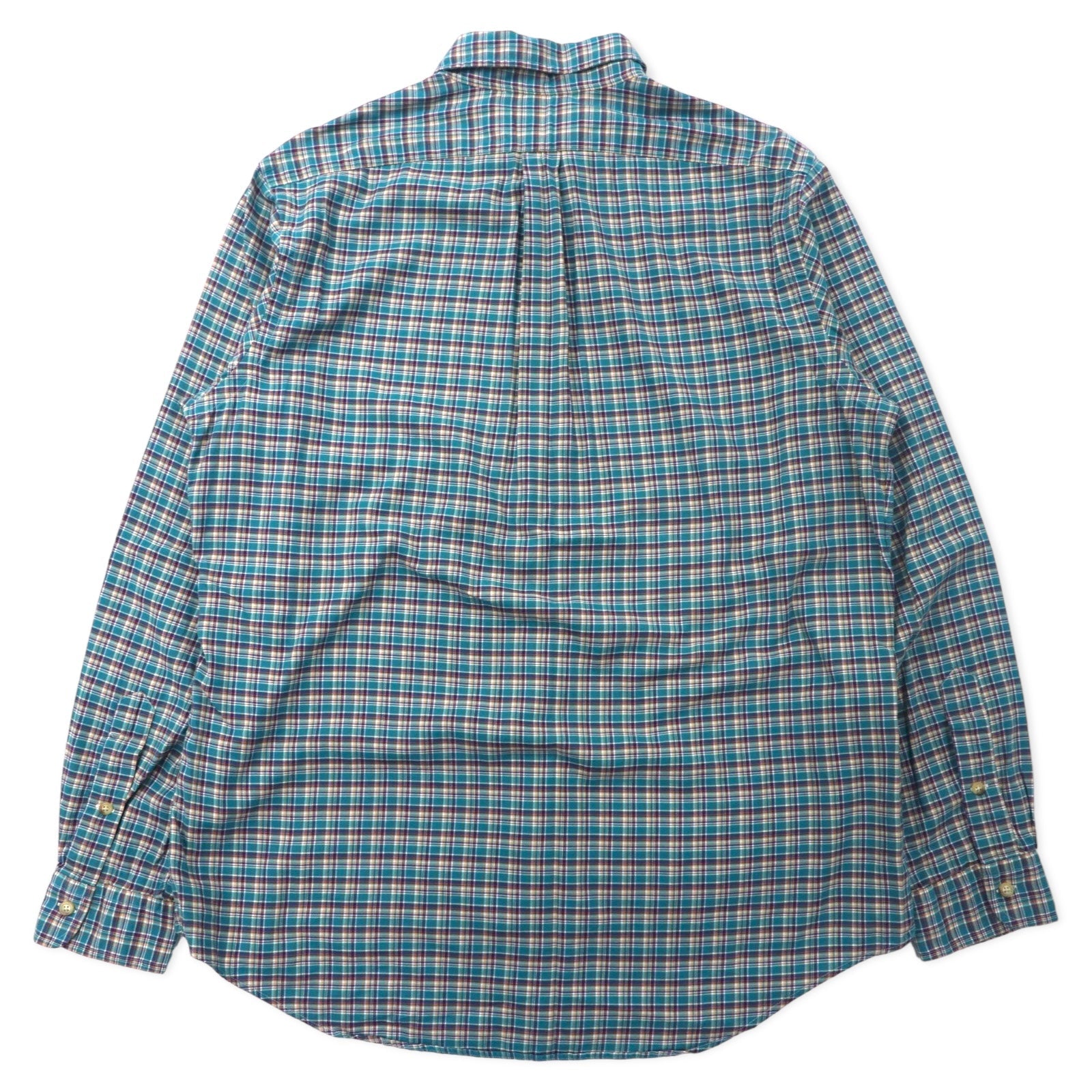 RALPH LAUREN Camicia button-down taglia L, verde a quadri, in cotone, con ricamo Small Pony, taglia grande