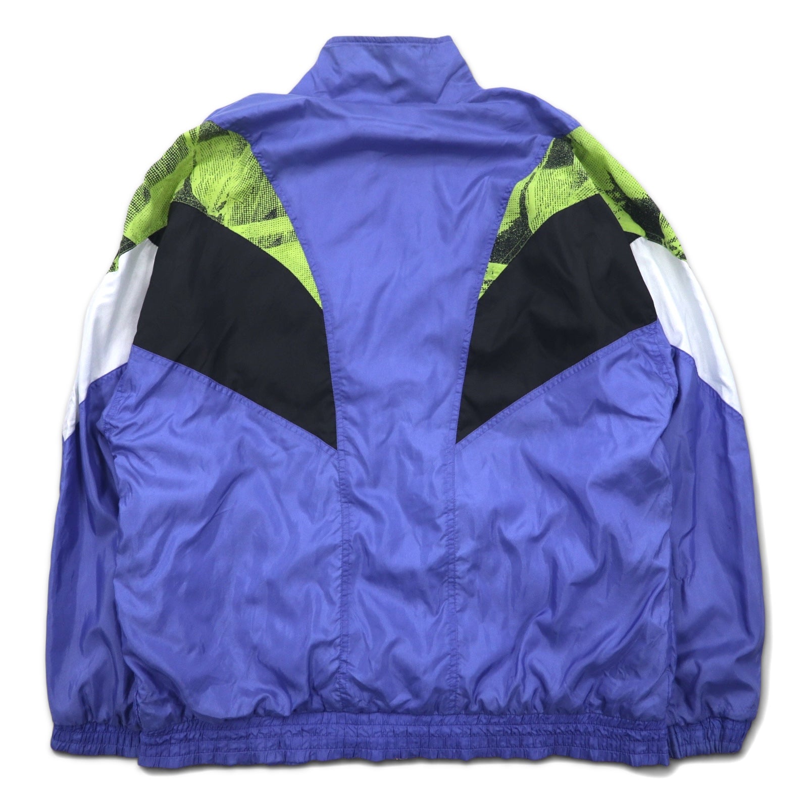 adidas Giacca da pista in nylon anni '90, taglia M, blu, logo ricamato a trifoglio, etichetta argentata