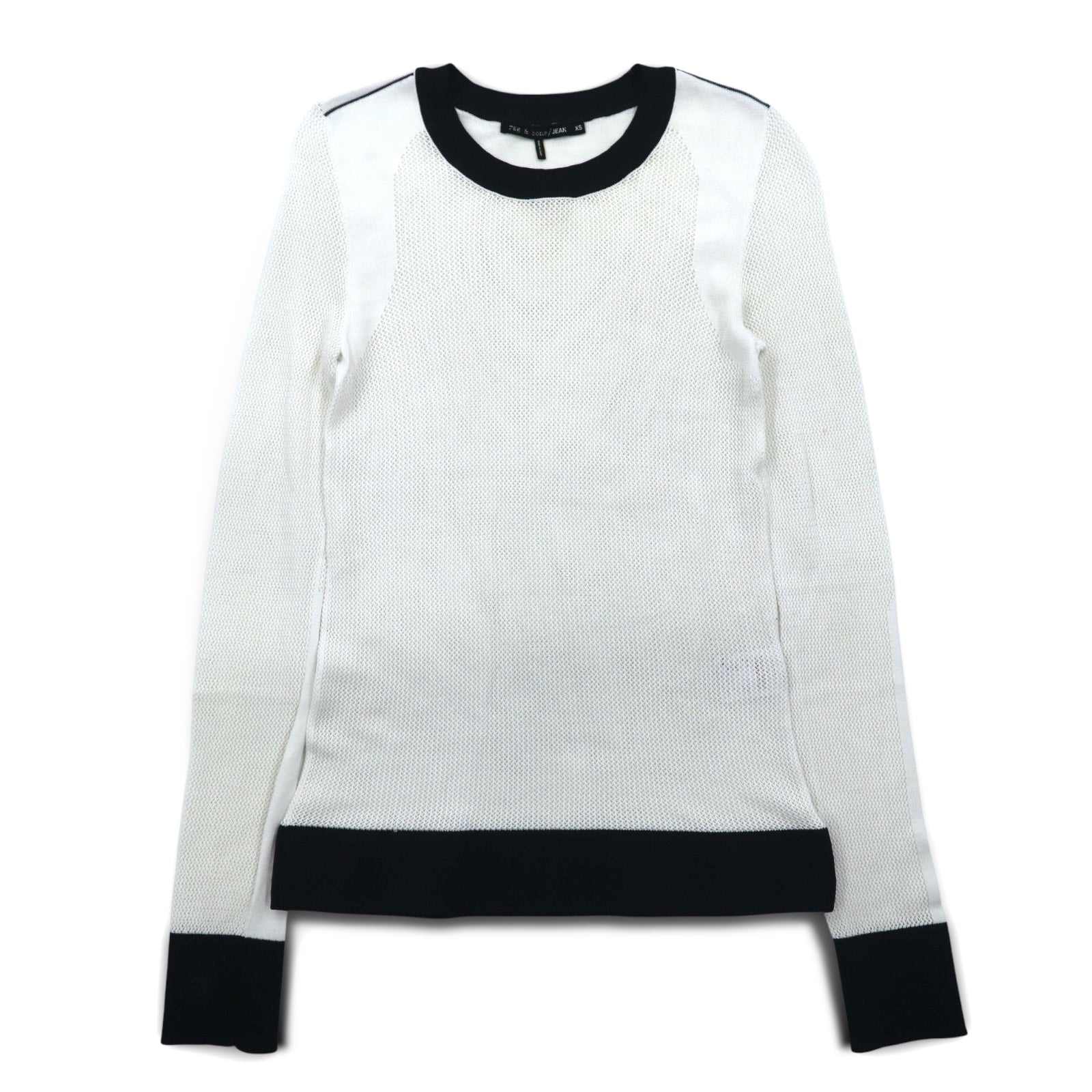 rag & bone / JEAN T-shirt a maniche lunghe in mesh, manica lunga, XS, bianco, cotone, rayon