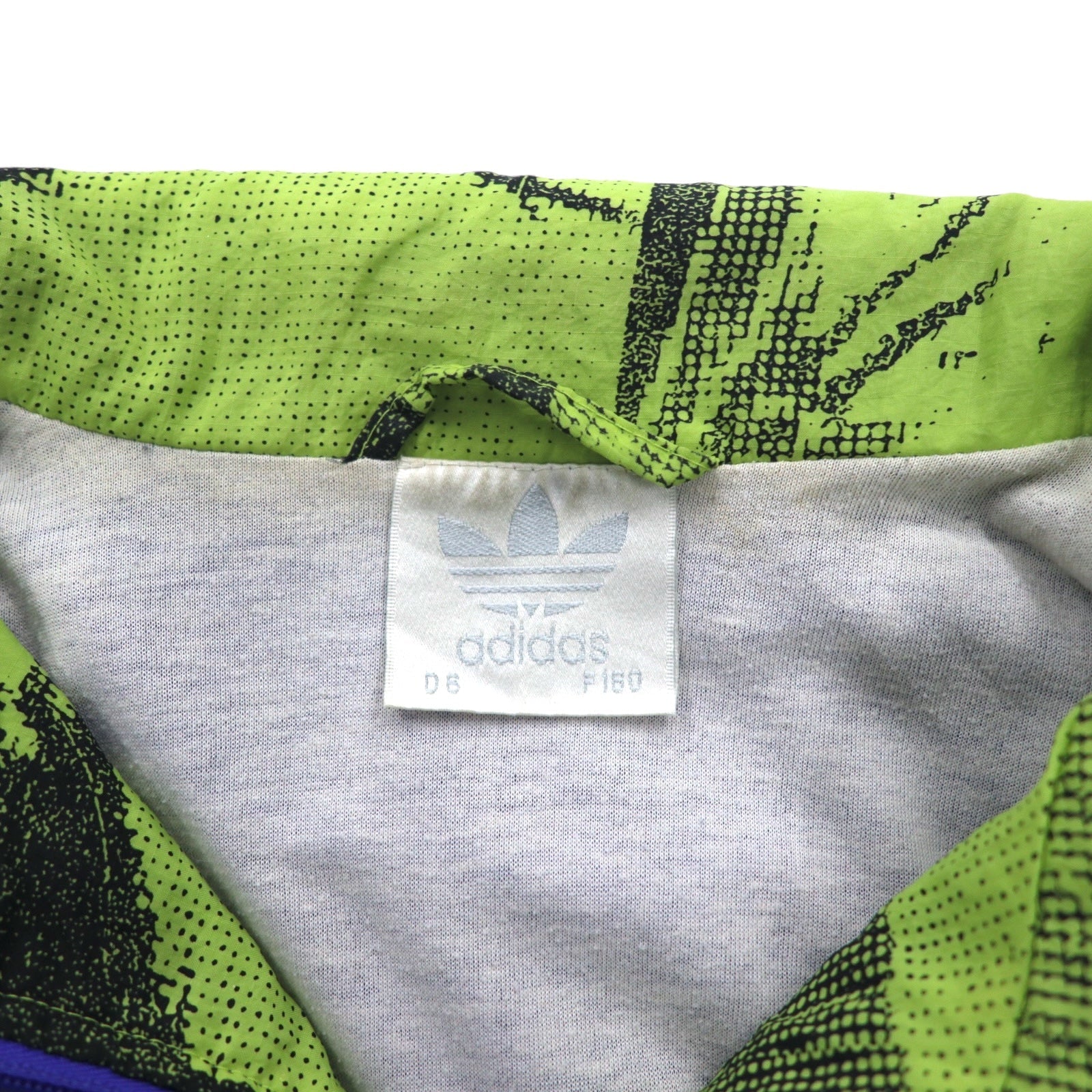 adidas Giacca da pista in nylon anni '90, taglia M, blu, logo ricamato a trifoglio, etichetta argentata