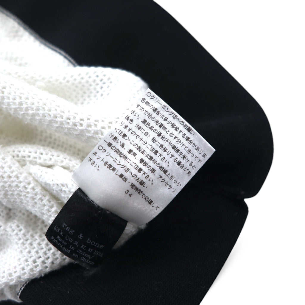 rag & bone / JEAN T-shirt a maniche lunghe in mesh, manica lunga, XS, bianco, cotone, rayon