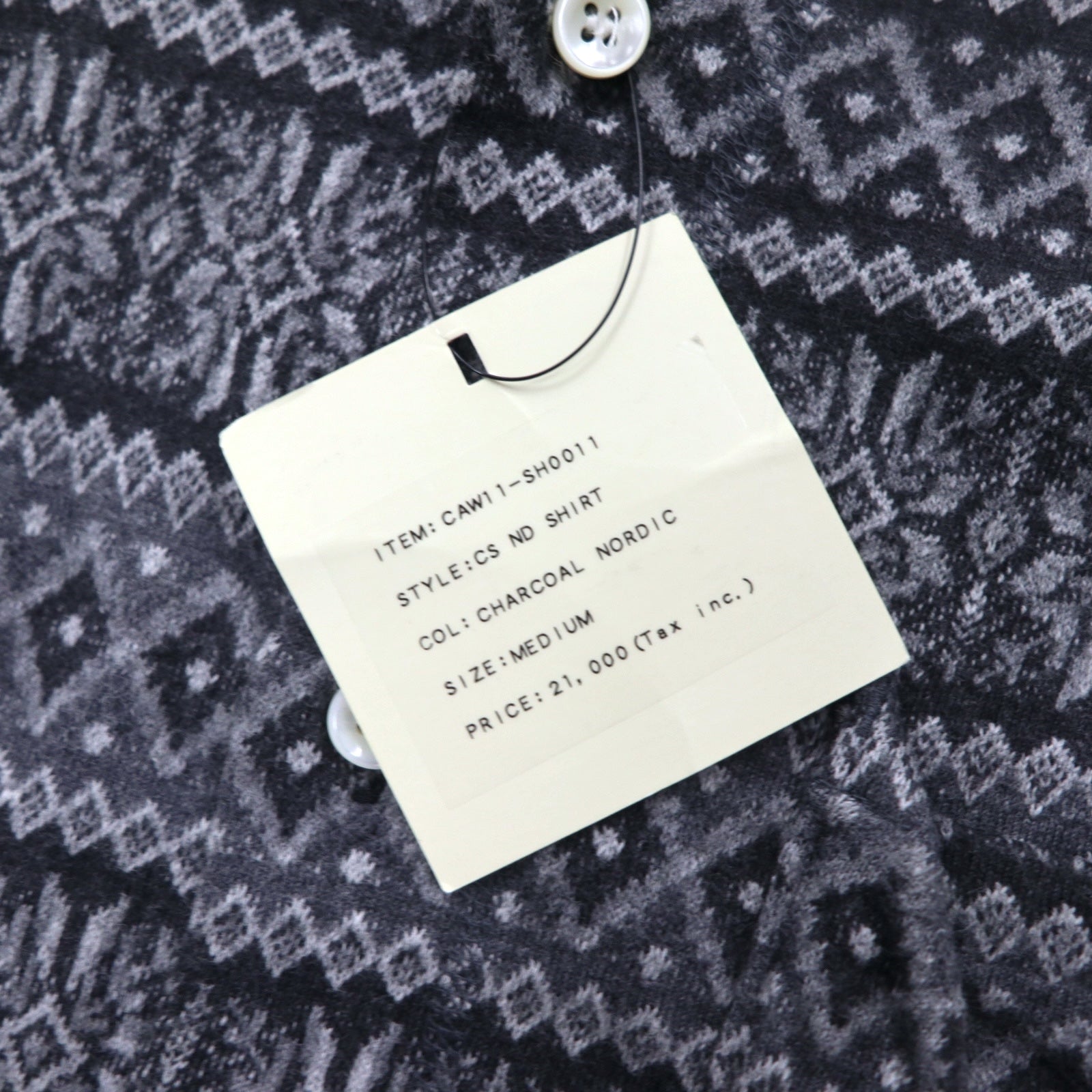 CASH CA Cut-off Shirt M Grigio Fantasia Nordica CAW11-SH0011 Prodotto in Giappone