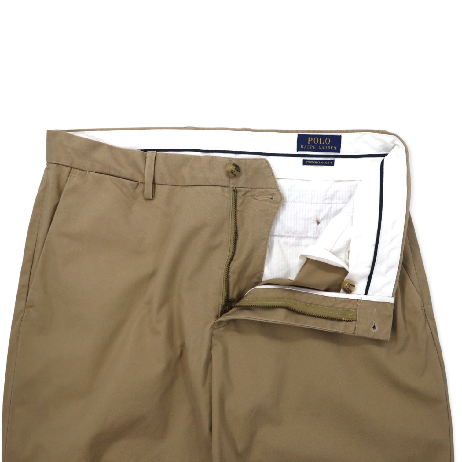 POLO RALPH LAUREN Pantaloni chino classici elasticizzati 33 beige cotone