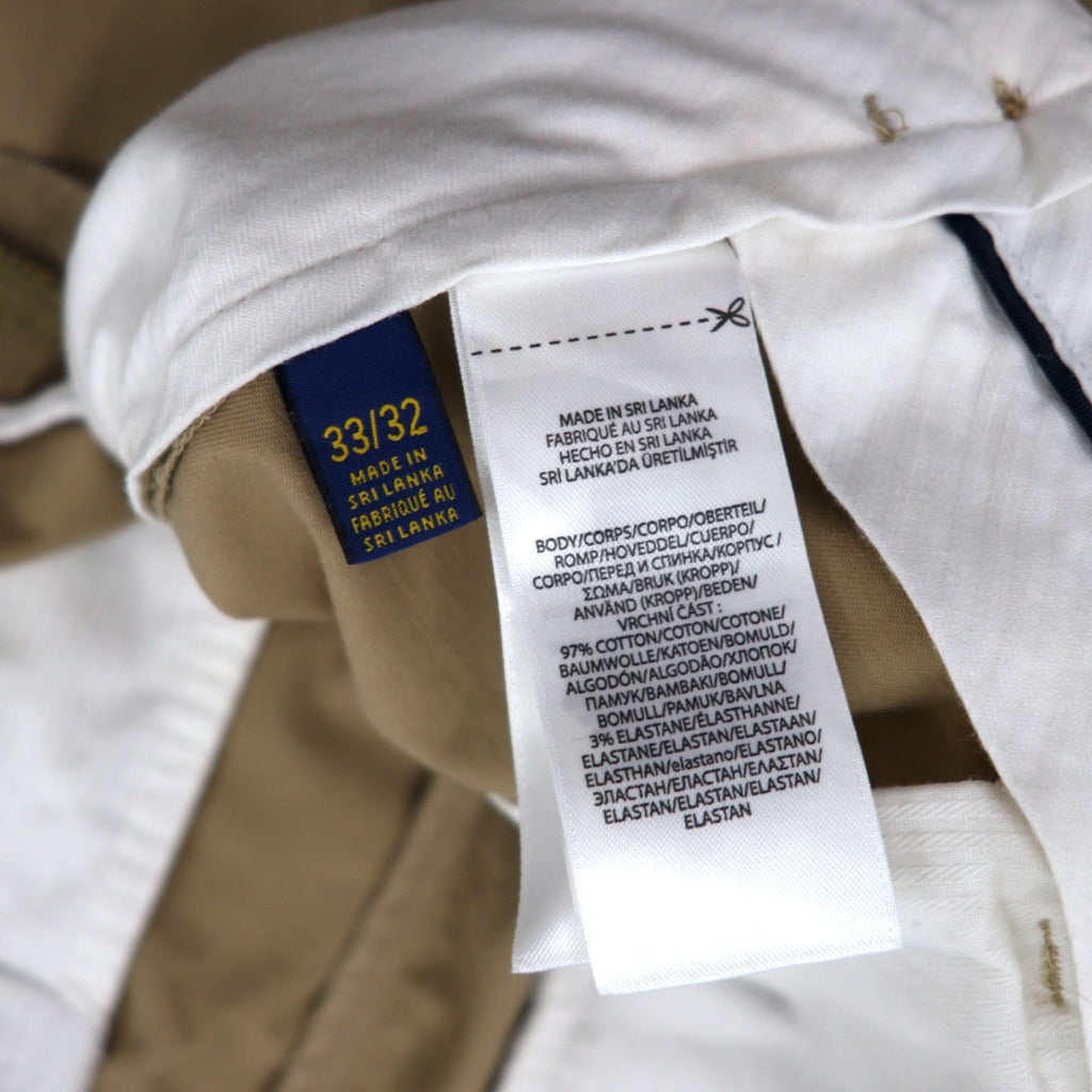 POLO RALPH LAUREN Pantaloni chino classici elasticizzati 33 beige cotone