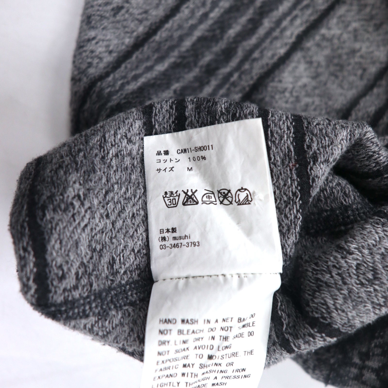 CASH CA Cut-off Shirt M Grigio Fantasia Nordica CAW11-SH0011 Prodotto in Giappone