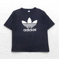 adidas Anni '80 Prodotto negli USA T-shirt con stampa Trefoil su entrambi i lati 2XL Nera Cuciture singole Taglia grande
