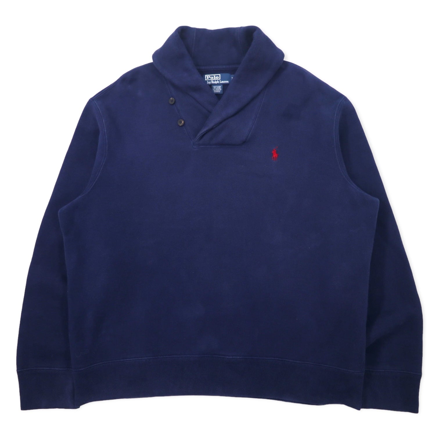 Polo by Ralph Lauren Felpa con collo sciallato XL Blu navy Cotone Ricamo piccolo pony