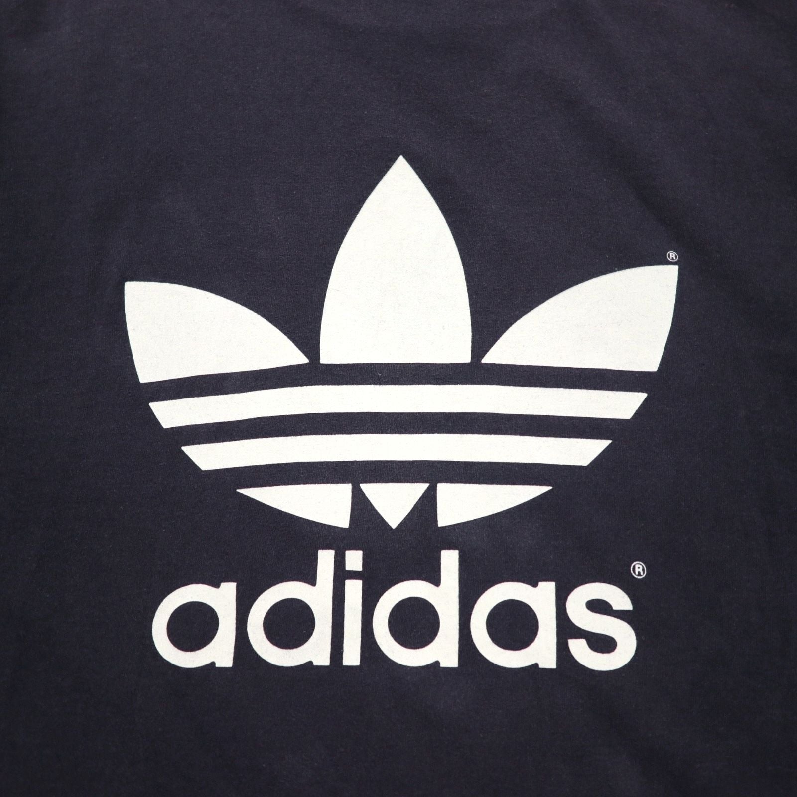 adidas Anni '80 Prodotto negli USA T-shirt con stampa Trefoil su entrambi i lati 2XL Nera Cuciture singole Taglia grande