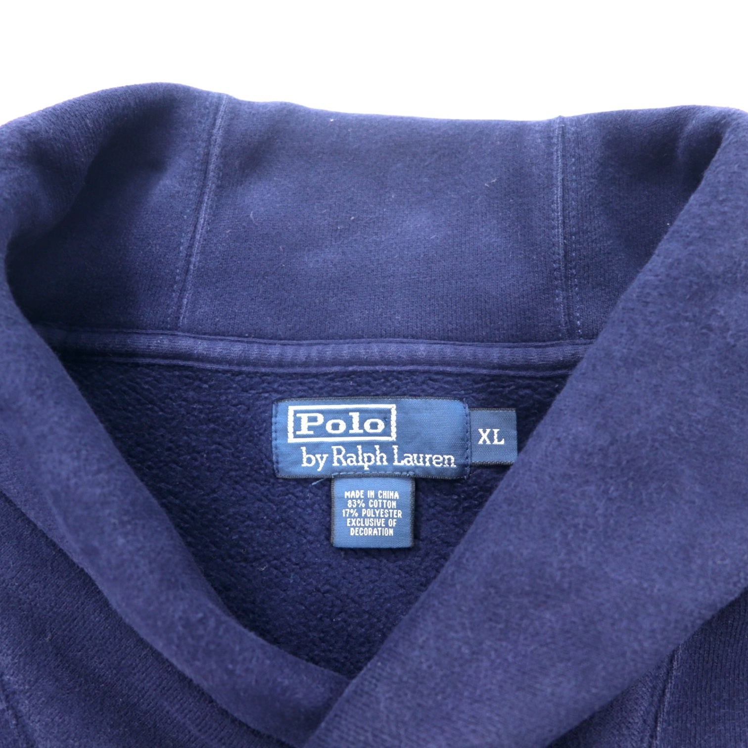 Polo by Ralph Lauren Felpa con collo sciallato XL Blu navy Cotone Ricamo piccolo pony