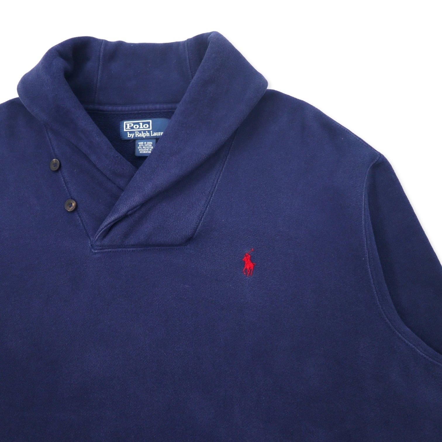Polo by Ralph Lauren Felpa con collo sciallato XL Blu navy Cotone Ricamo piccolo pony