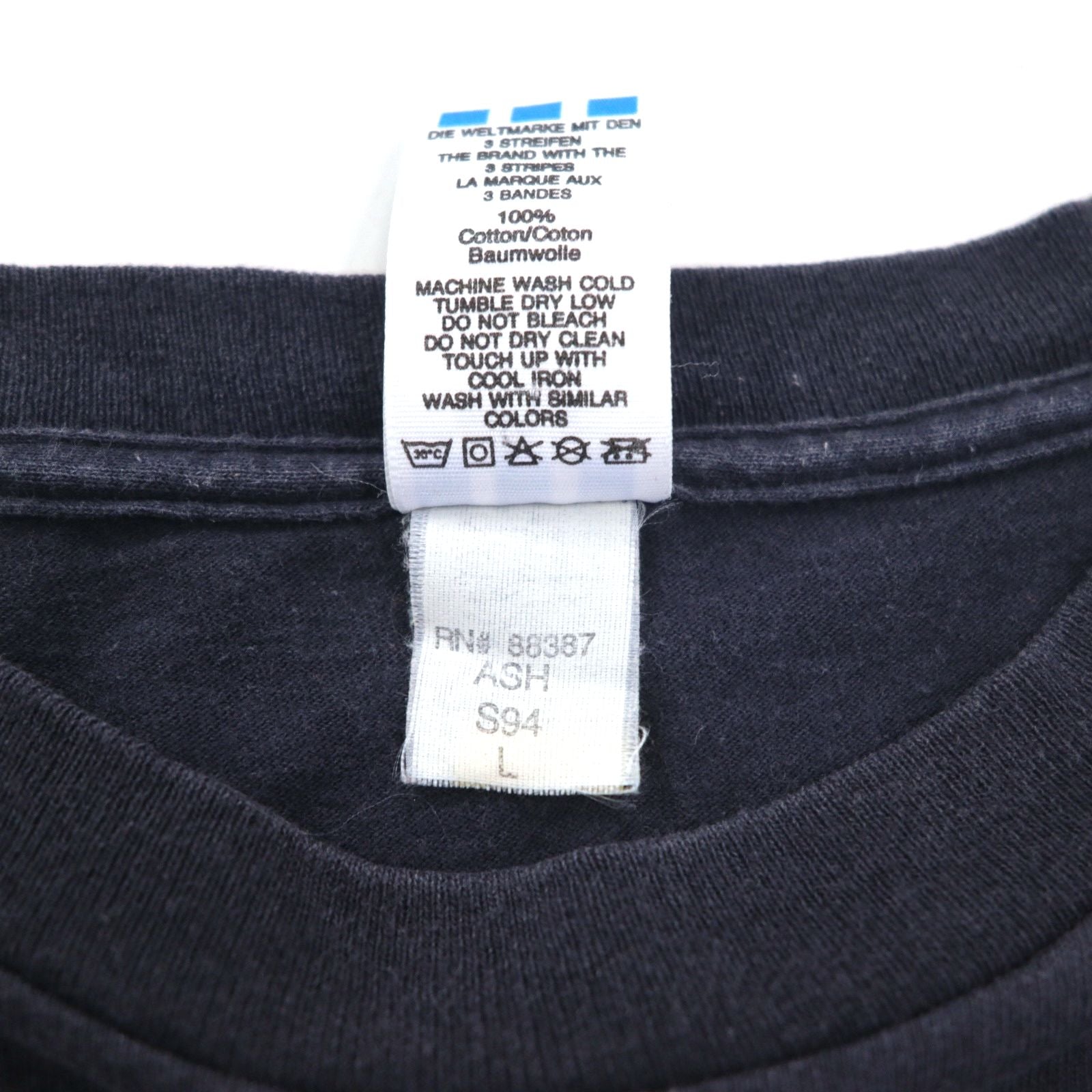 adidas Anni '80 Prodotto negli USA T-shirt con stampa Trefoil su entrambi i lati 2XL Nera Cuciture singole Taglia grande