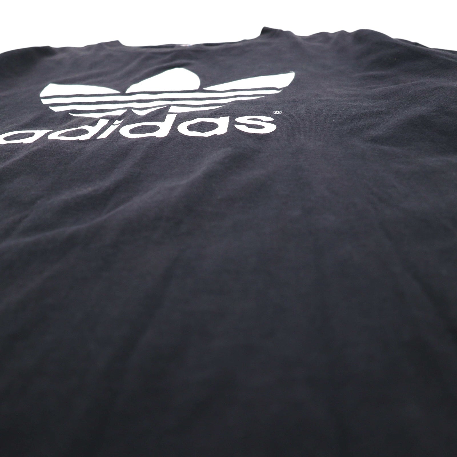 adidas Anni '80 Prodotto negli USA T-shirt con stampa Trefoil su entrambi i lati 2XL Nera Cuciture singole Taglia grande
