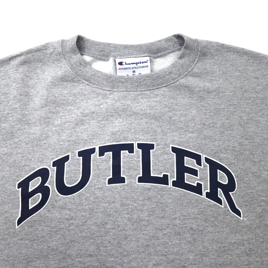 Champion カレッジ プリント スウェット XL グレー コットン 裏起毛 BUTLER エルサルバドル製