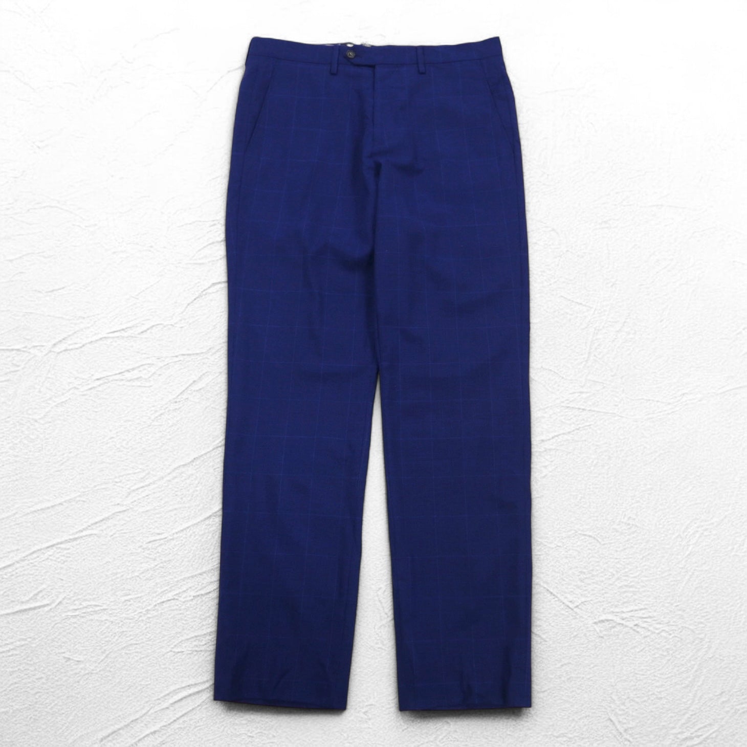Brooks Brothers Pantaloni da completo REGENT made in Italy L blu a quadri in lana, bottoni per bretelle