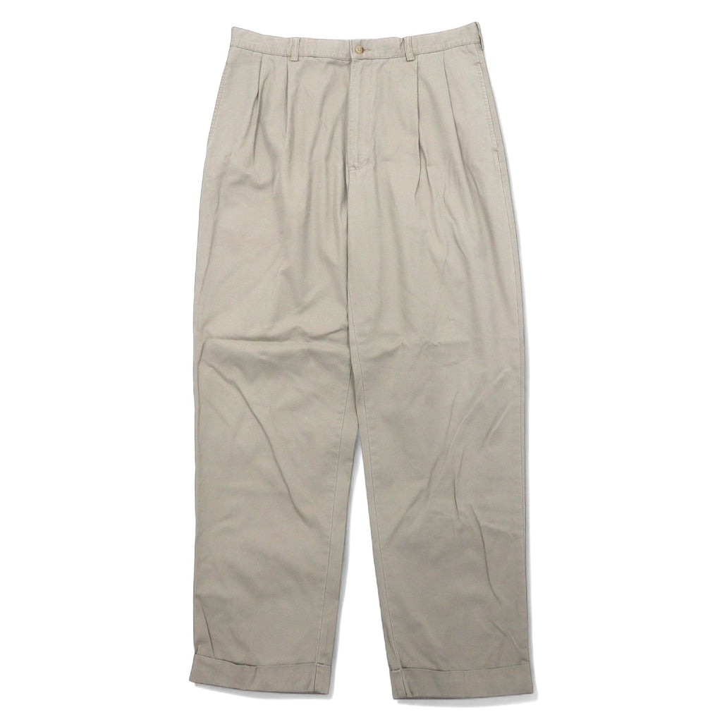 Polo by Ralph Lauren Pantaloni Chino con pieghe ampi anni '90, beige, cotone, taglia 35, Made in Singapore