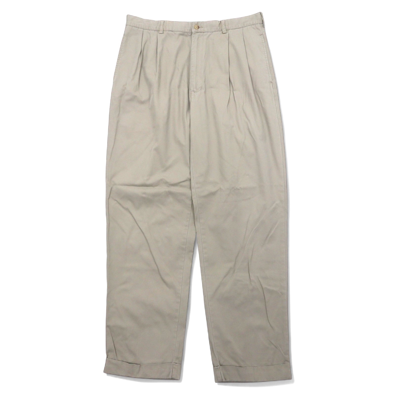 Polo by Ralph Lauren Pantaloni Chino con pieghe ampi anni '90, beige, cotone, taglia 35, Made in Singapore