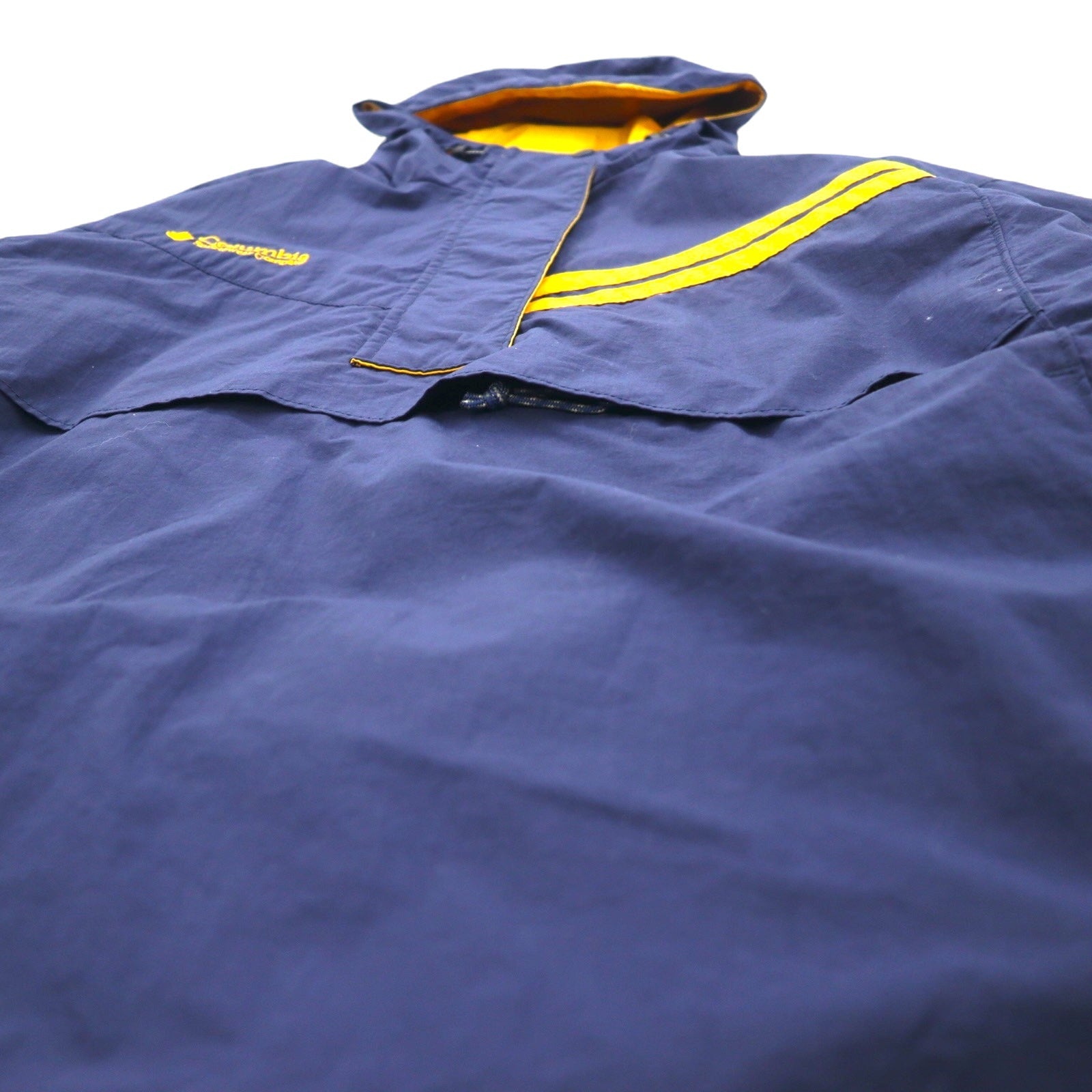 Columbia Giacca mezza zip Parka da montagna Parka a vento Taglia XL Blu navy Nylon Logo ricamato Fodera in pile Coulisse