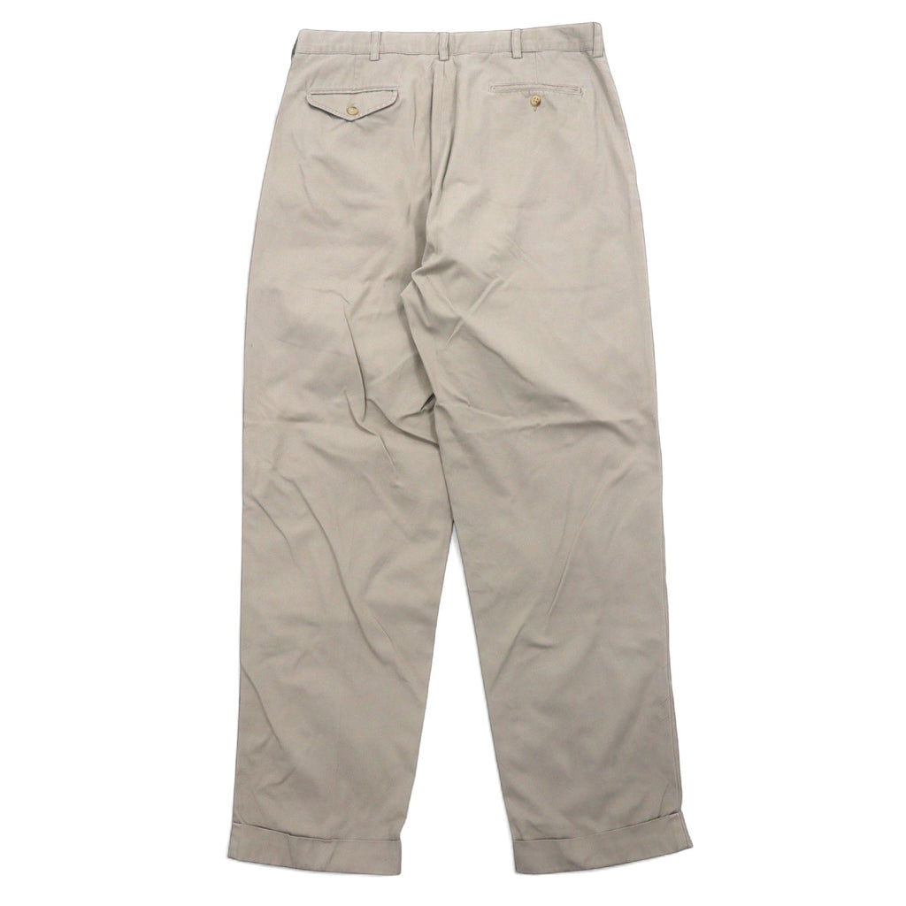 Polo by Ralph Lauren Pantaloni Chino con pieghe ampi anni '90, beige, cotone, taglia 35, Made in Singapore