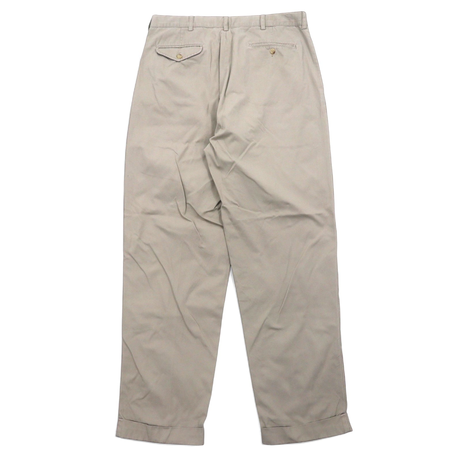 Polo by Ralph Lauren Pantaloni Chino con pieghe ampi anni '90, beige, cotone, taglia 35, Made in Singapore