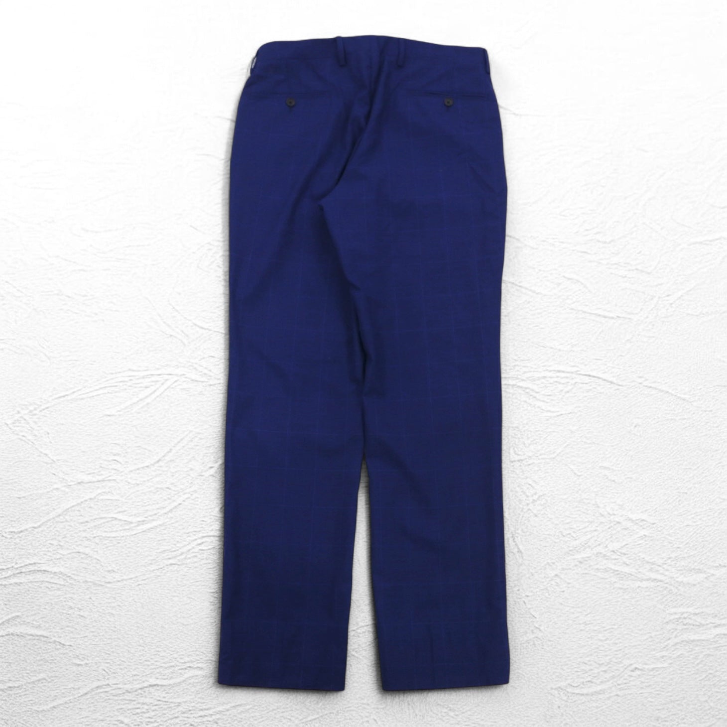 Brooks Brothers Pantaloni da completo REGENT made in Italy L blu a quadri in lana, bottoni per bretelle