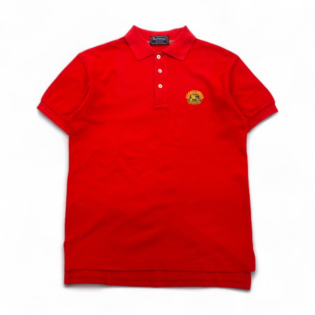 Burberrys USA Old Polo Shirt S Rosso Cotone Piqué Logo Ricamato