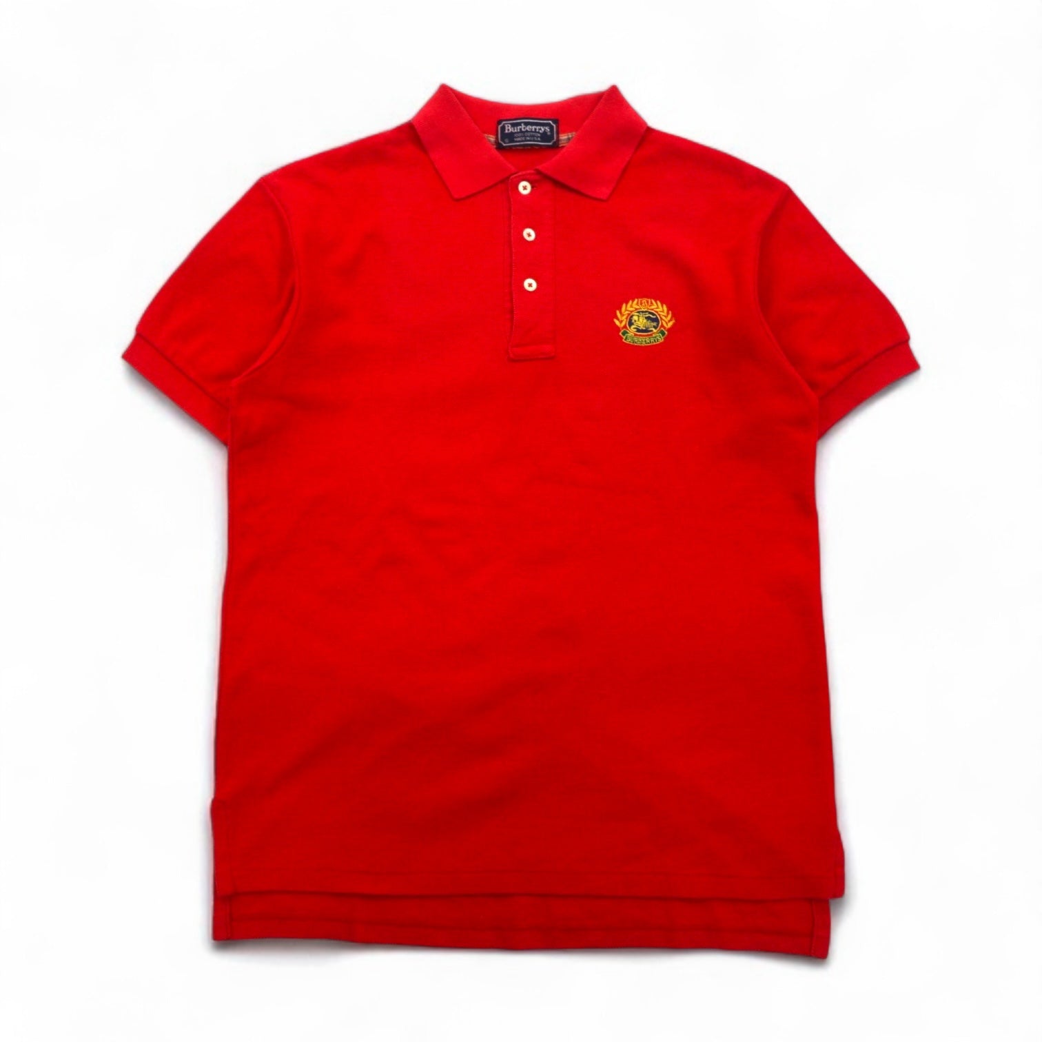 Burberrys USA Old Polo Shirt S Rosso Cotone Piqué Logo Ricamato