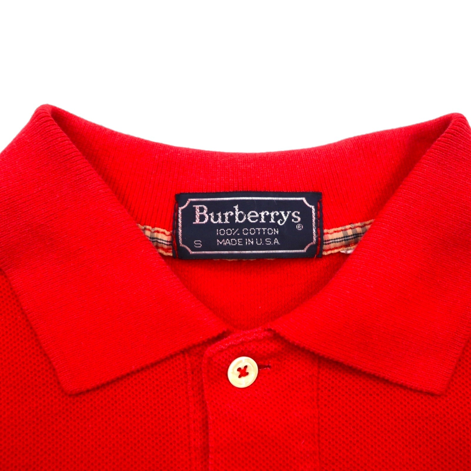Burberrys USA Old Polo Shirt S Rosso Cotone Piqué Logo Ricamato
