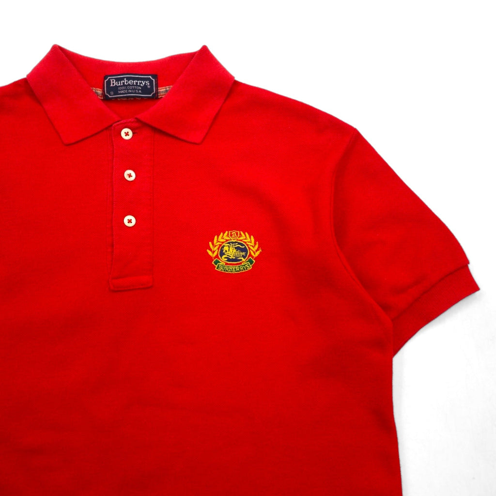 Burberrys USA Old Polo Shirt S Rosso Cotone Piqué Logo Ricamato