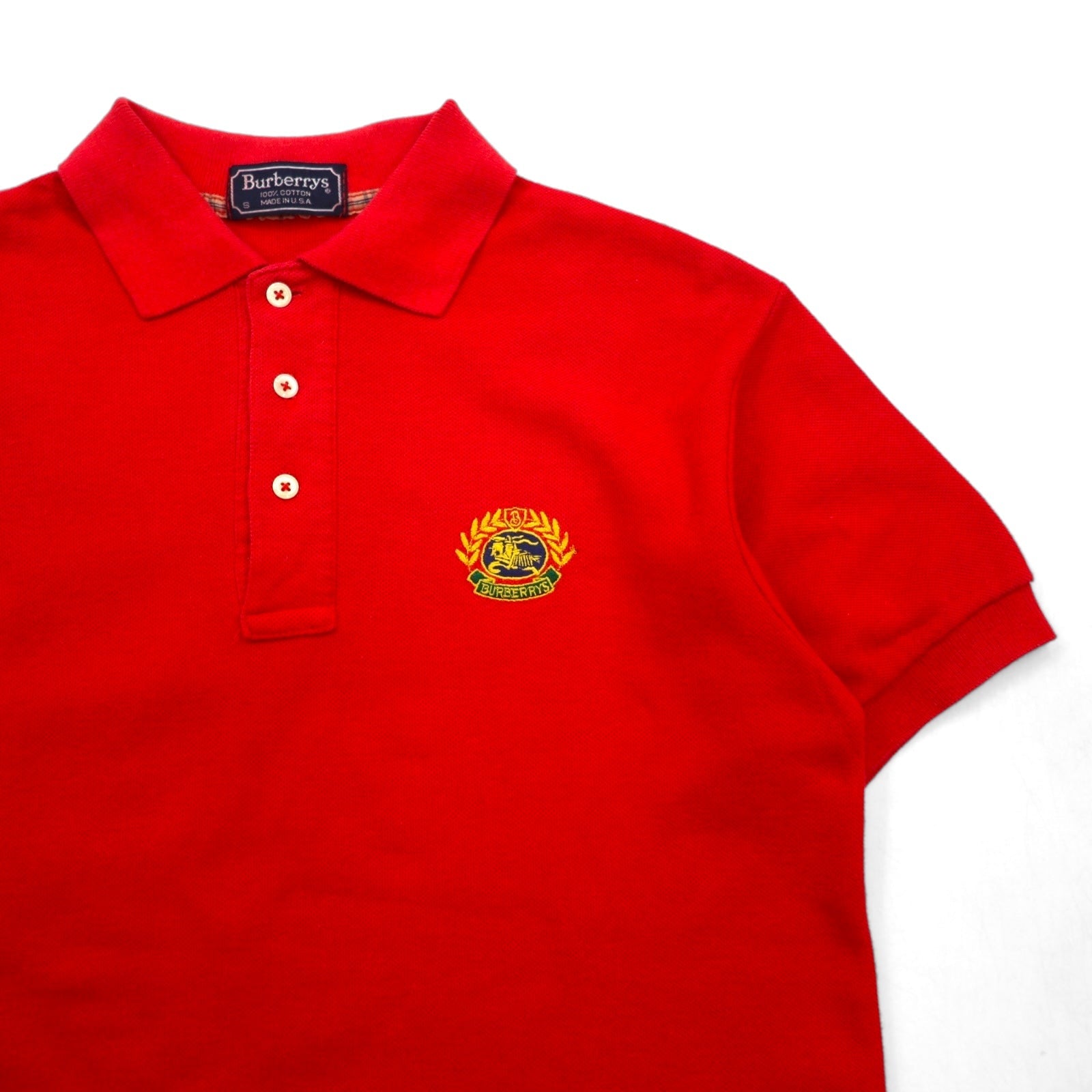 Burberrys USA Old Polo Shirt S Rosso Cotone Piqué Logo Ricamato