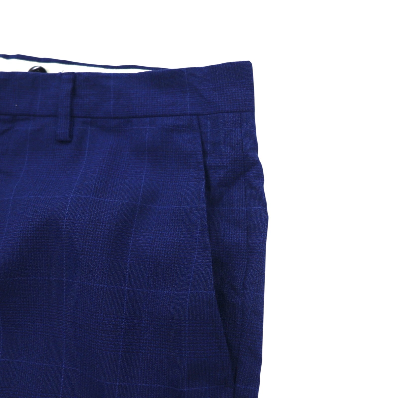 Brooks Brothers Pantaloni da completo REGENT made in Italy L blu a quadri in lana, bottoni per bretelle