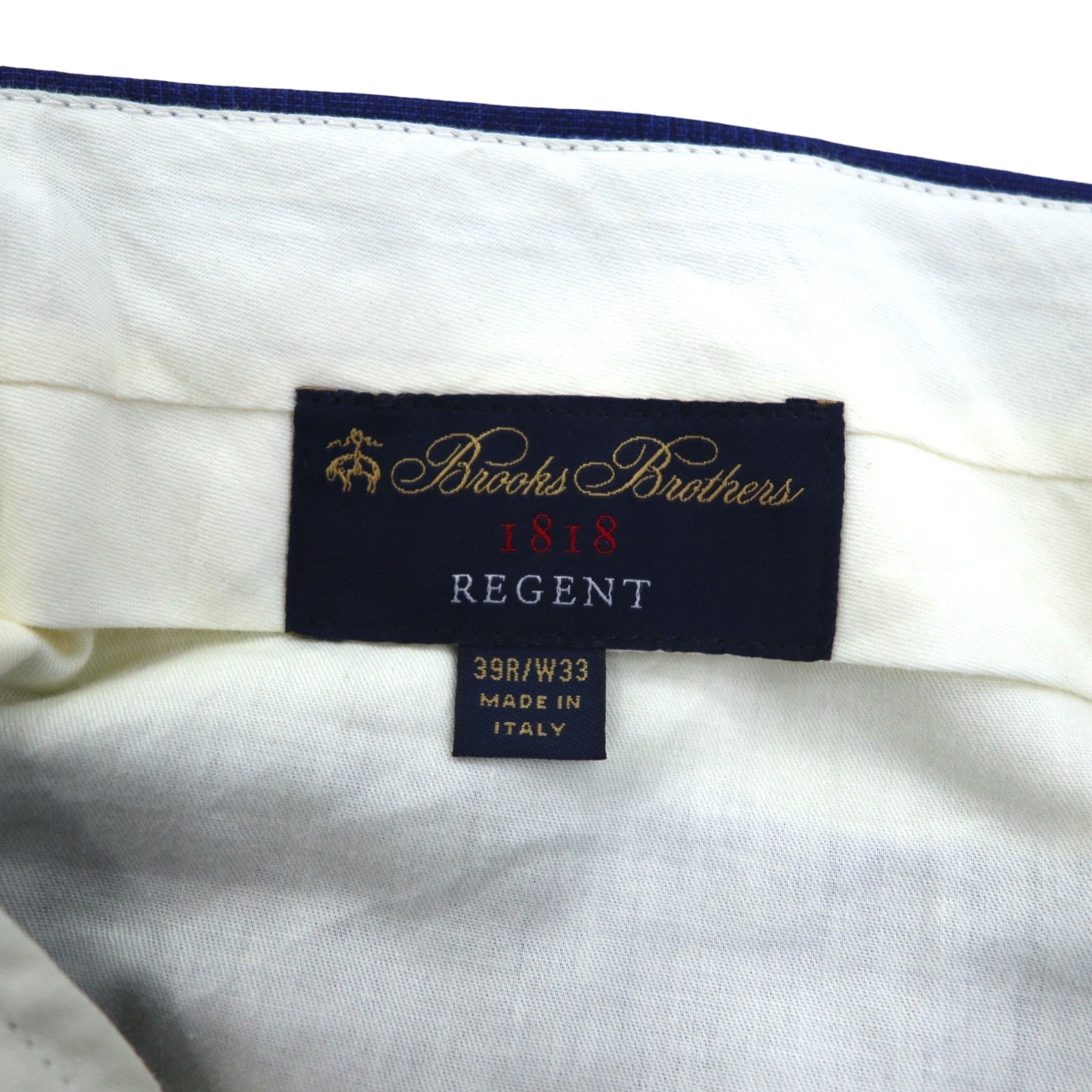 Brooks Brothers Pantaloni da completo REGENT made in Italy L blu a quadri in lana, bottoni per bretelle