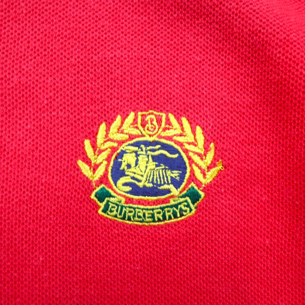 Burberrys USA Old Polo Shirt S Rosso Cotone Piqué Logo Ricamato