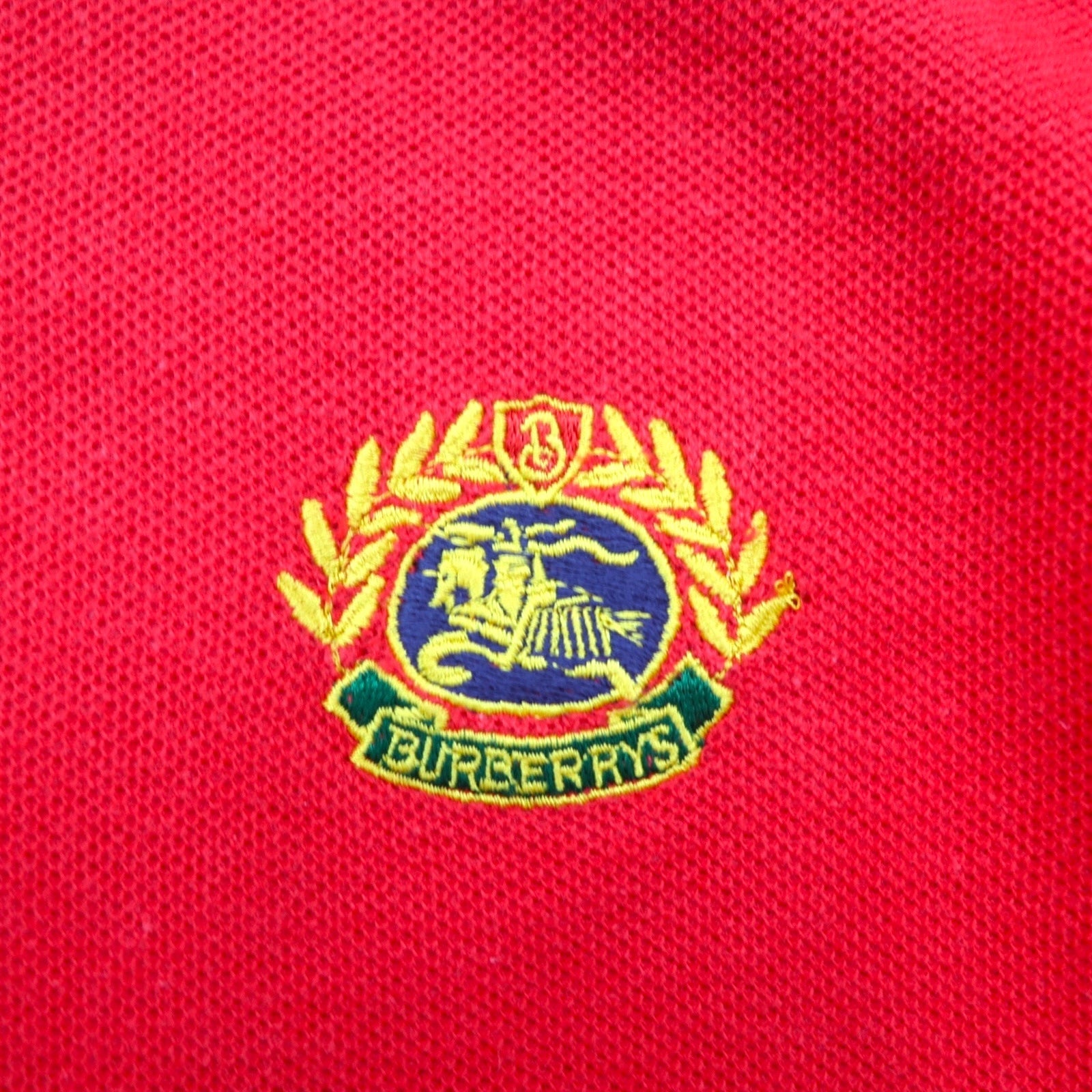 Burberrys USA Old Polo Shirt S Rosso Cotone Piqué Logo Ricamato