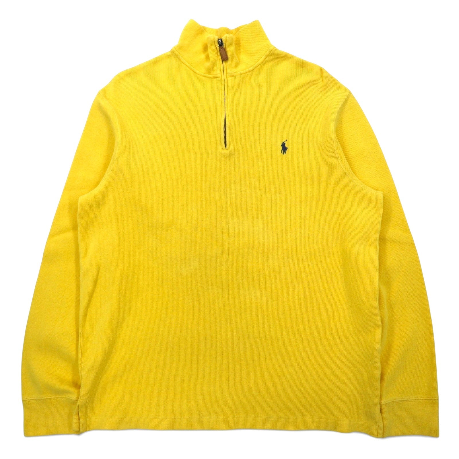 Polo by Ralph Lauren anni '90, felpa mezza zip, taglia L, gialla, cotone, piccolo pony ricamato