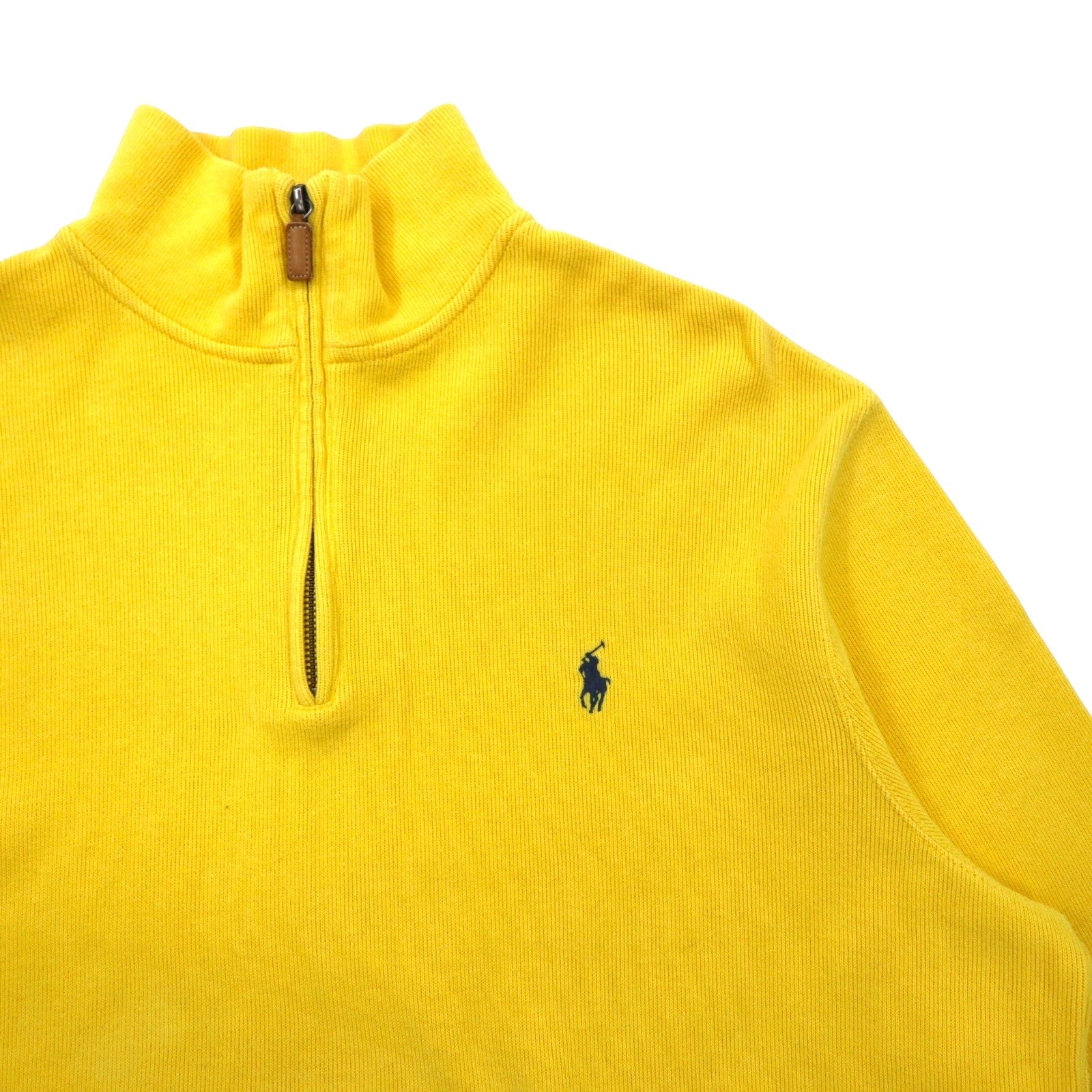 Polo by Ralph Lauren anni '90, felpa mezza zip, taglia L, gialla, cotone, piccolo pony ricamato