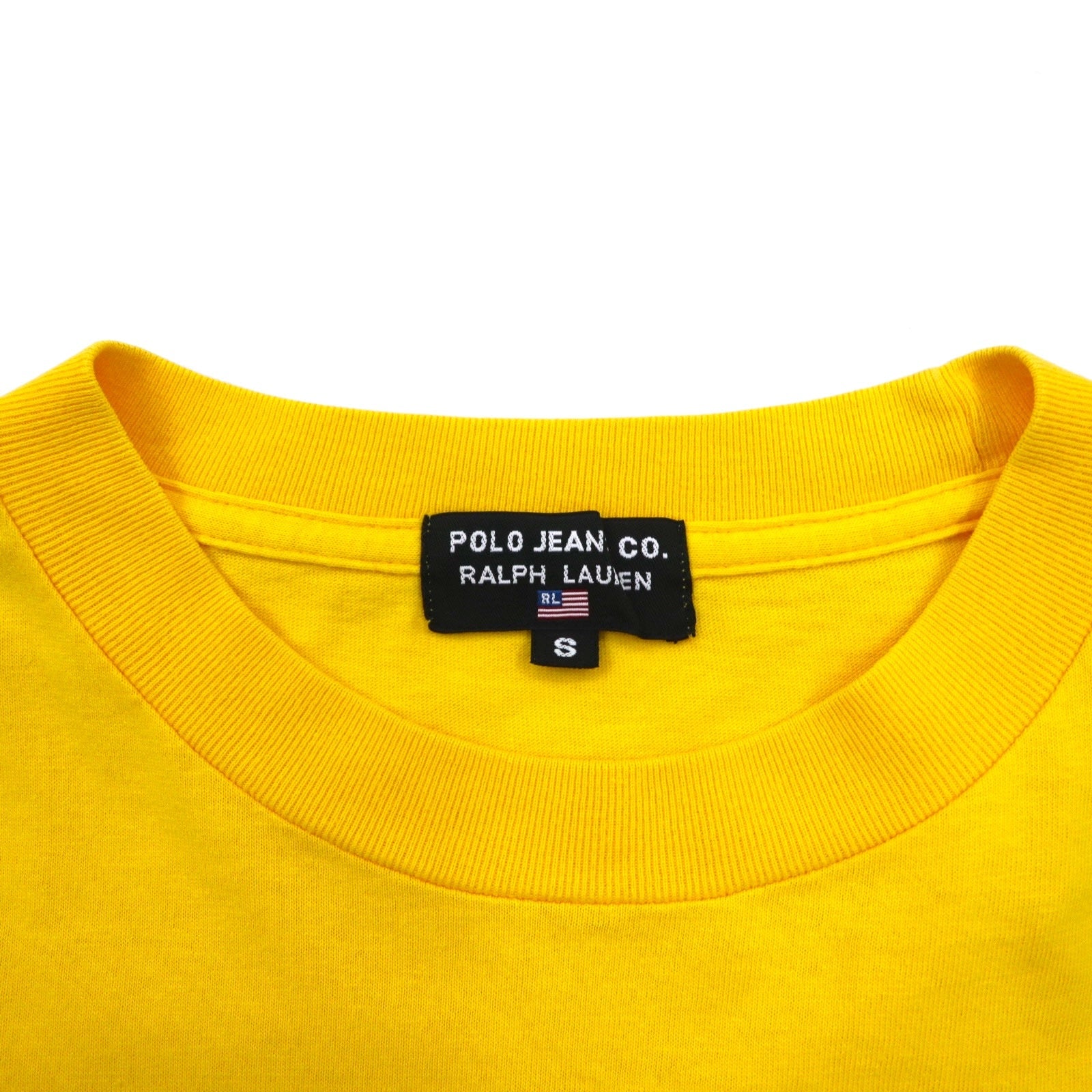 POLO JEANS CO. RALPH LAUREN T-shirt con stampa logo anni '90, taglia L, colore giallo, cotone