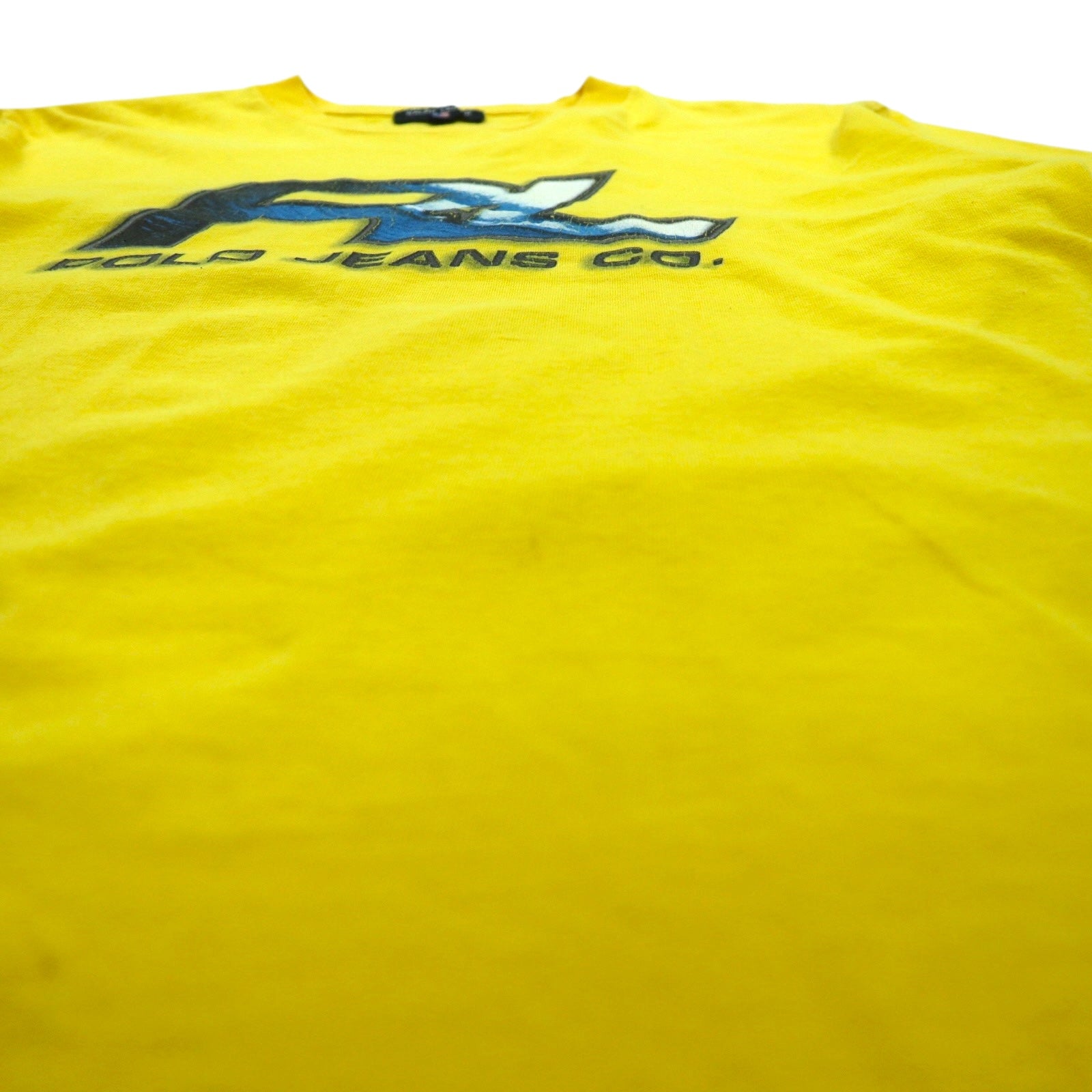 POLO JEANS CO. RALPH LAUREN T-shirt con stampa logo anni '90, taglia L, colore giallo, cotone
