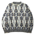 J.J.COCHRAN Made in USA anni '90 fantasia bottiglia collo maglione M bianco cotone NATURAL BLEND