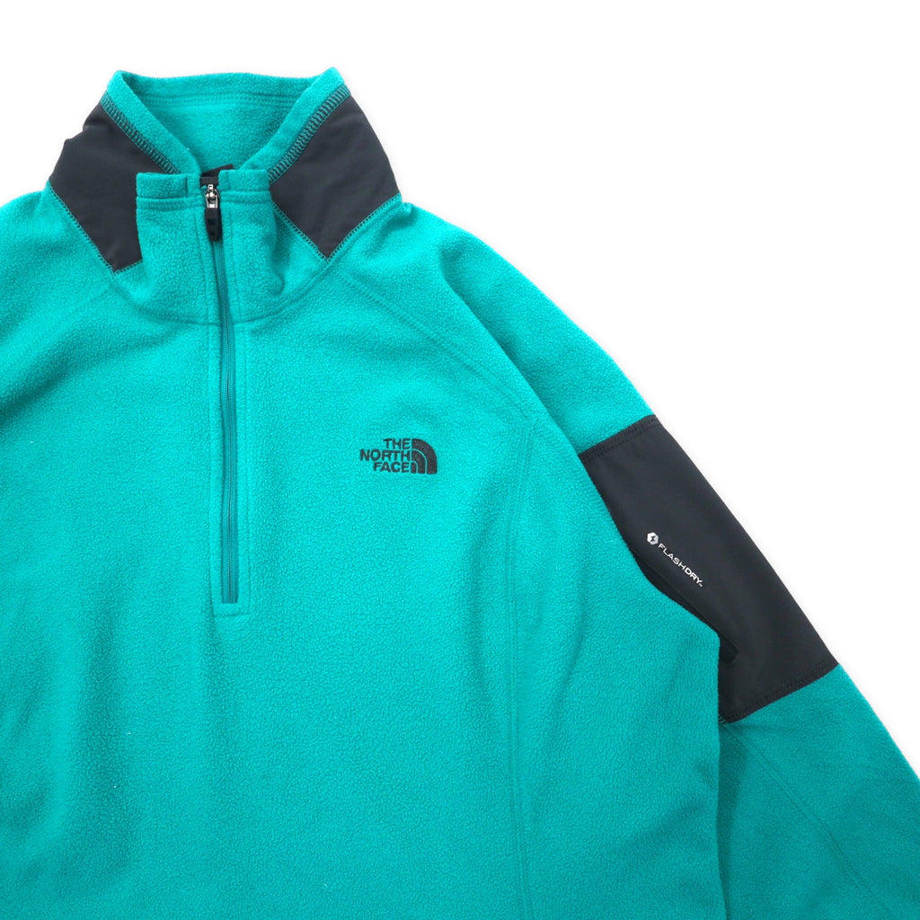THE NORTH FACE Giacca in pile a mezza zip, taglia L, verde, poliestere, FLASHDRY, logo ricamato.