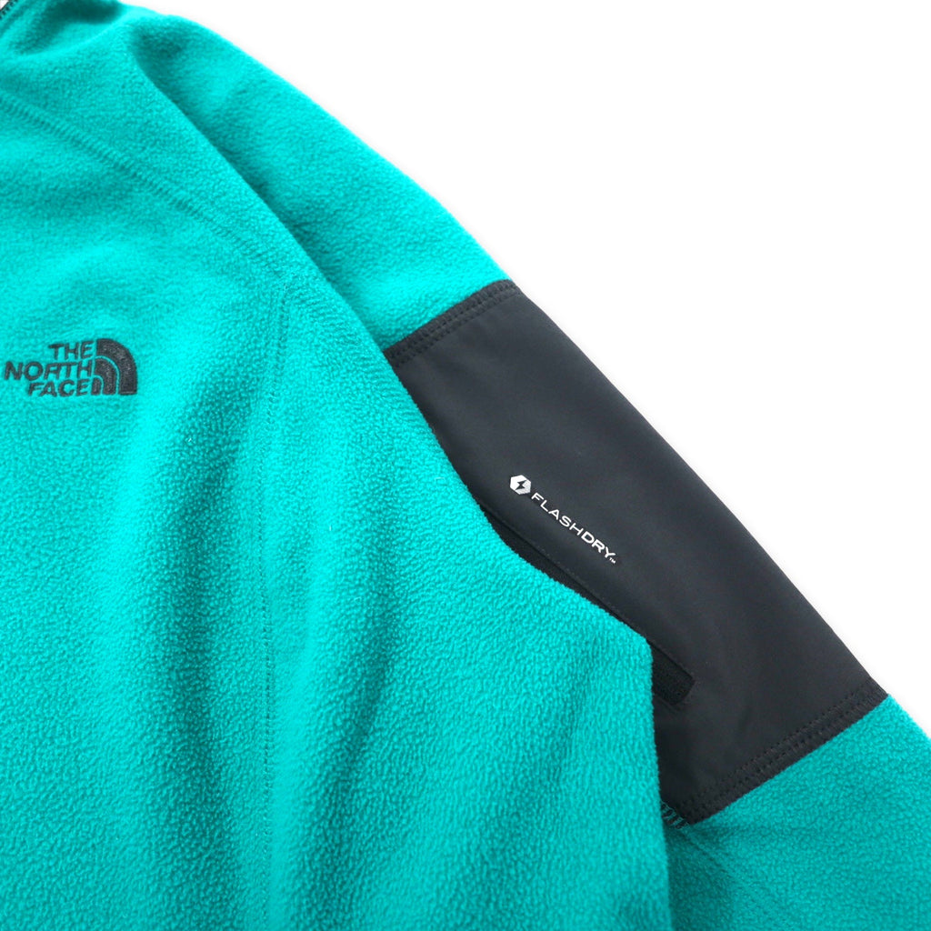 THE NORTH FACE Giacca in pile a mezza zip, taglia L, verde, poliestere, FLASHDRY, logo ricamato.