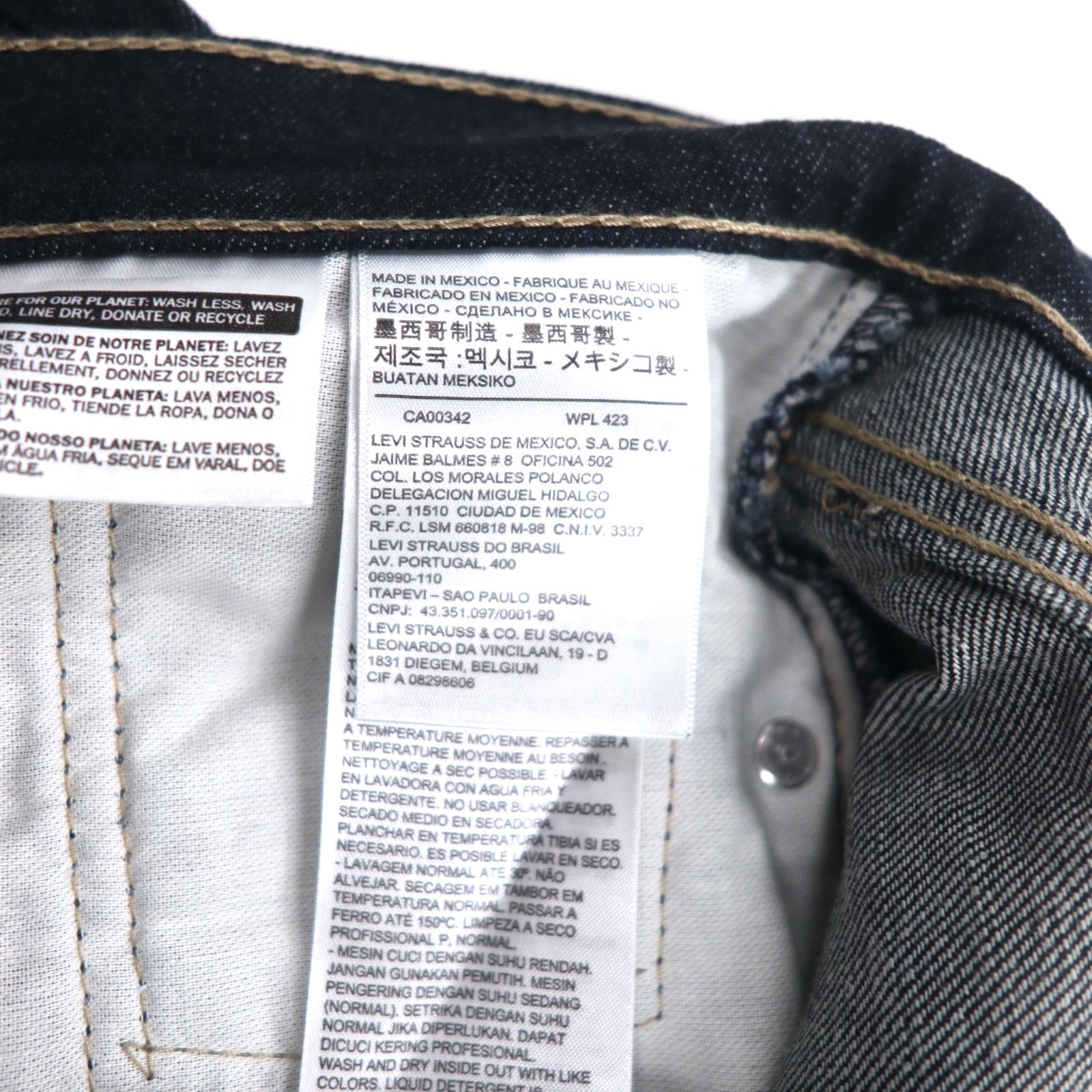 Levi's 511 Jeans Denim M Indaco Blu Slim Fit 04511-0241 Made in Mexico