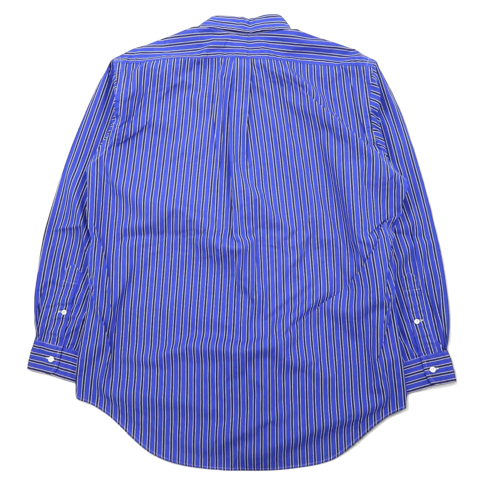 RALPH LAUREN Camicia button-down anni '90, taglia L, blu a righe, cotone, piccolo ricamo pony, vestibilità classica CLASSIC FIT