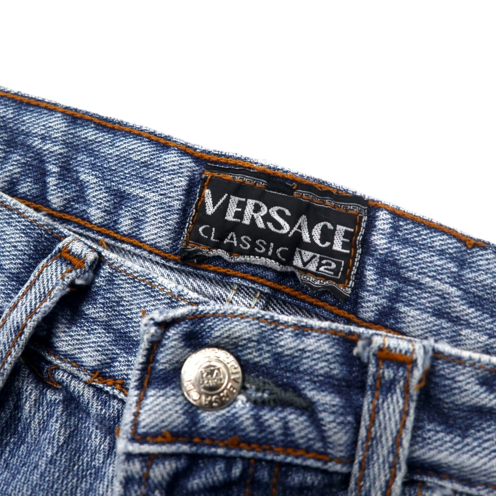 VERSACE CLASSIC V2 Jeans 30 Blu Ice Wash Chiusura a bottoni