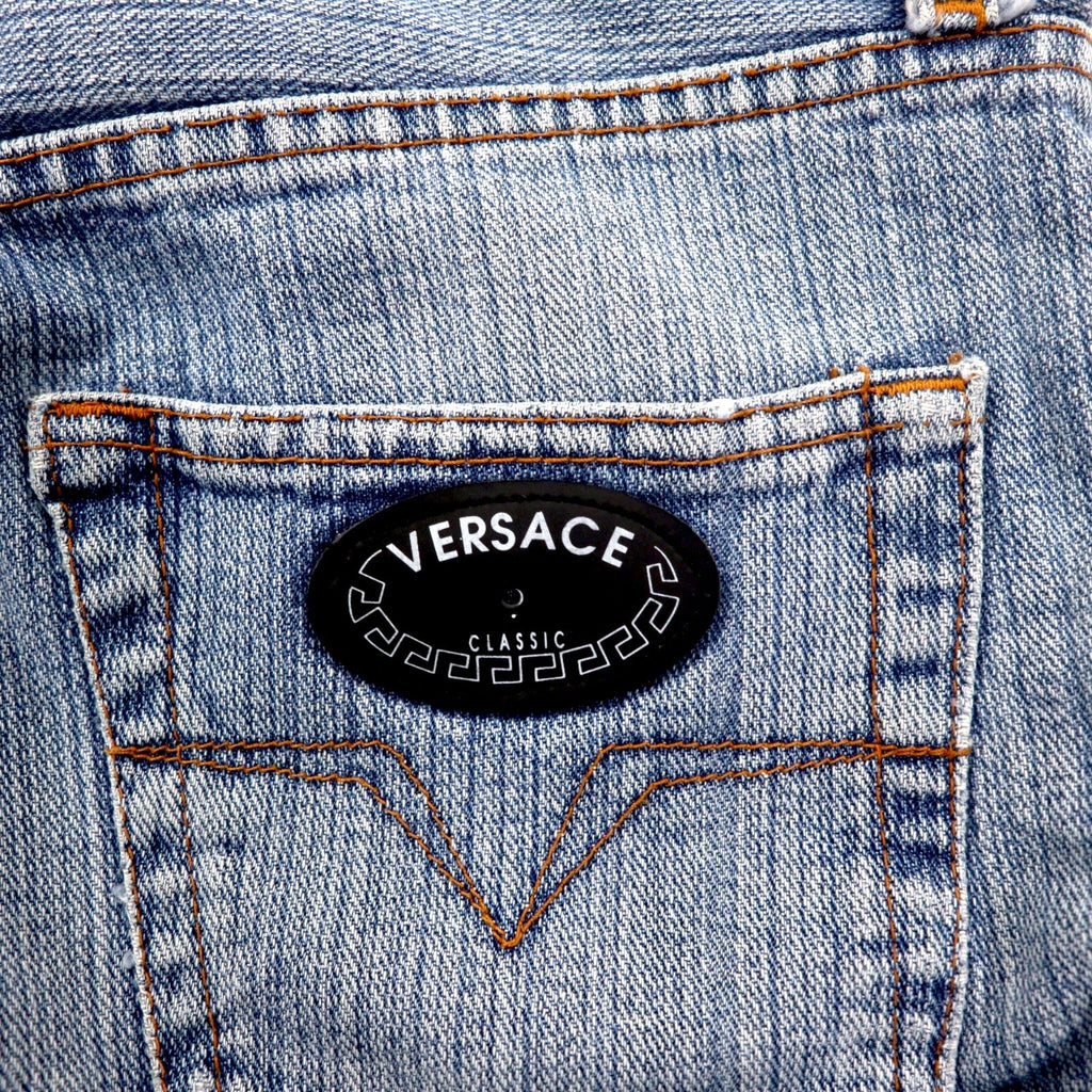 VERSACE CLASSIC V2 Jeans 30 Blu Ice Wash Chiusura a bottoni